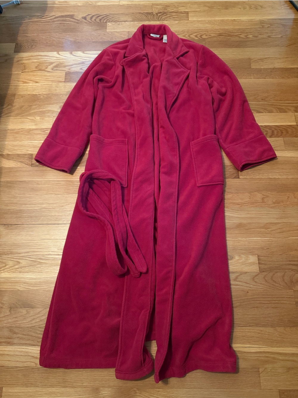 L.L. Bean Long Red Plush Women's Robe with Pockets